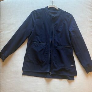 Figs Navy Blue Technical Zip-Up Jacket